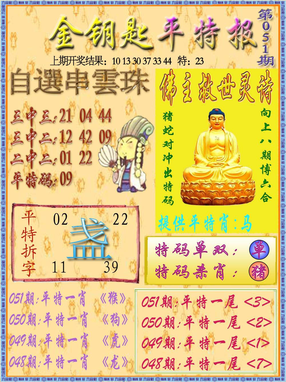 051期金钥匙平特报[图]