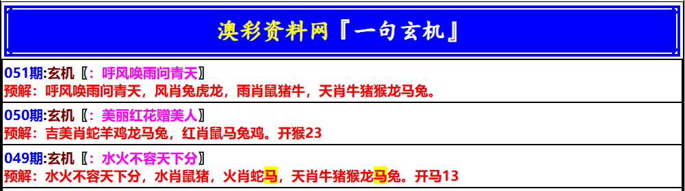 051期澳门一句玄机[图]