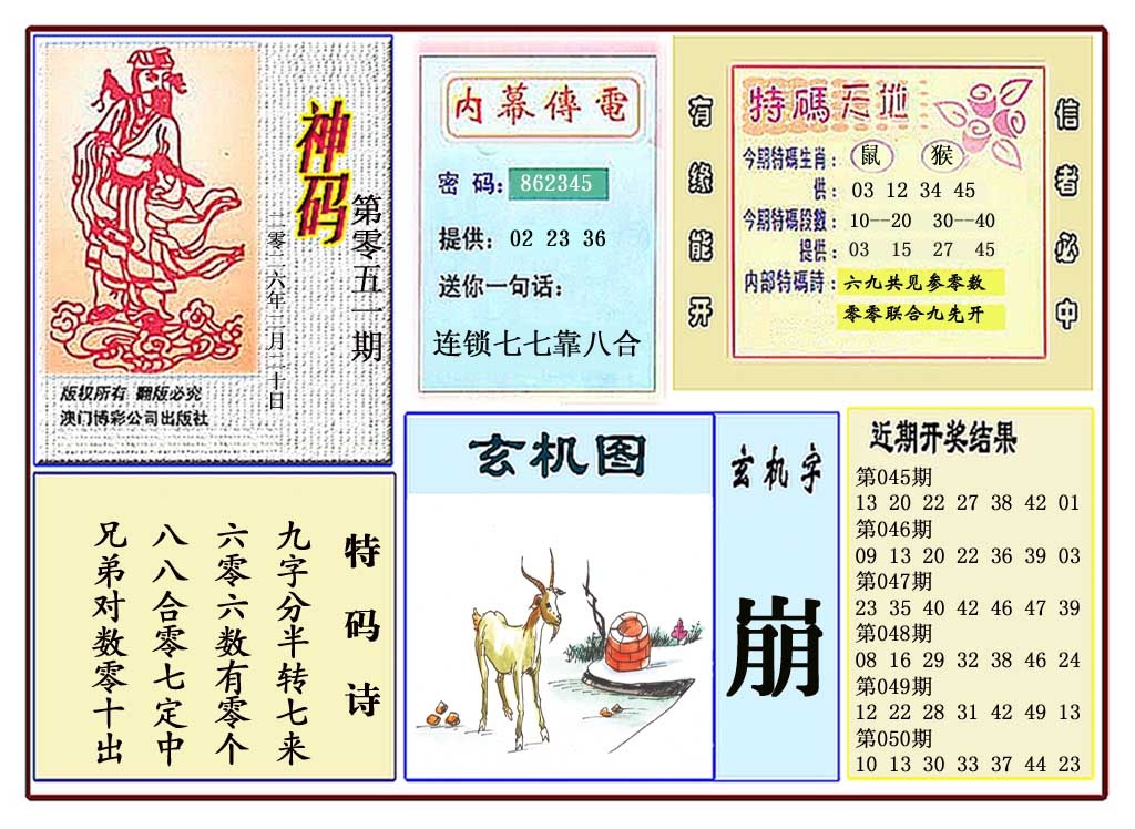 051期黄大仙神码[图]