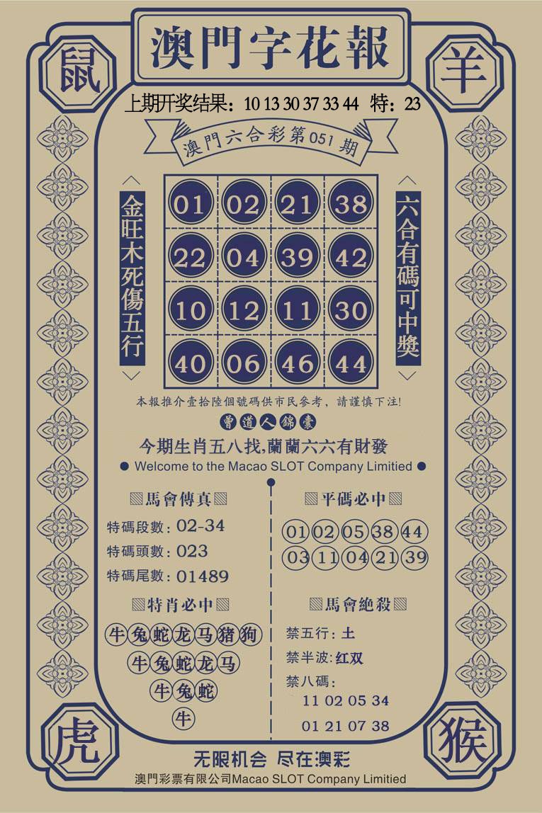 051期澳门字花报[图]