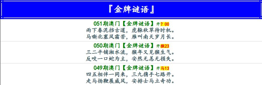 051期金牌谜语[图]
