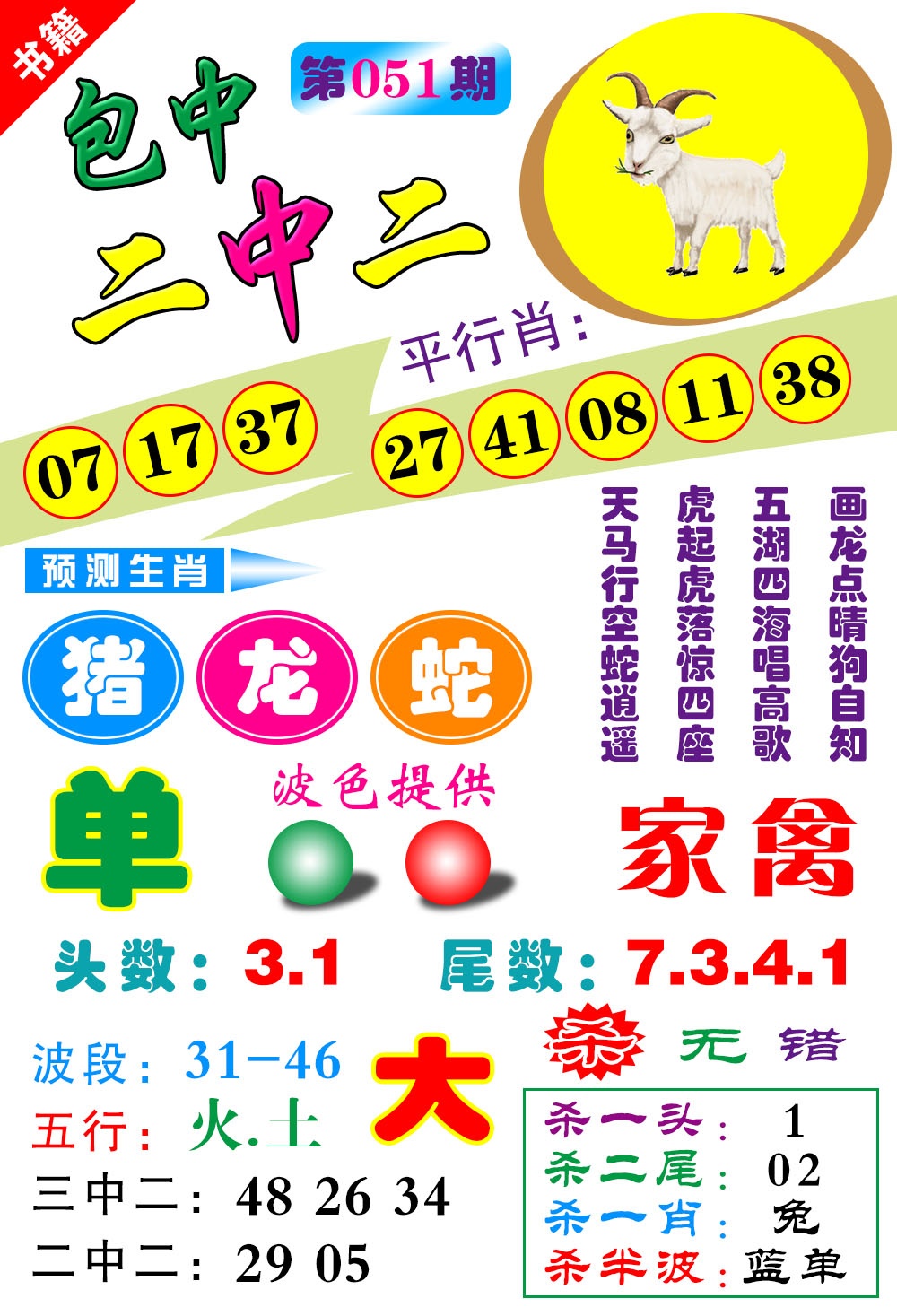 051期澳门预测生肖[图]