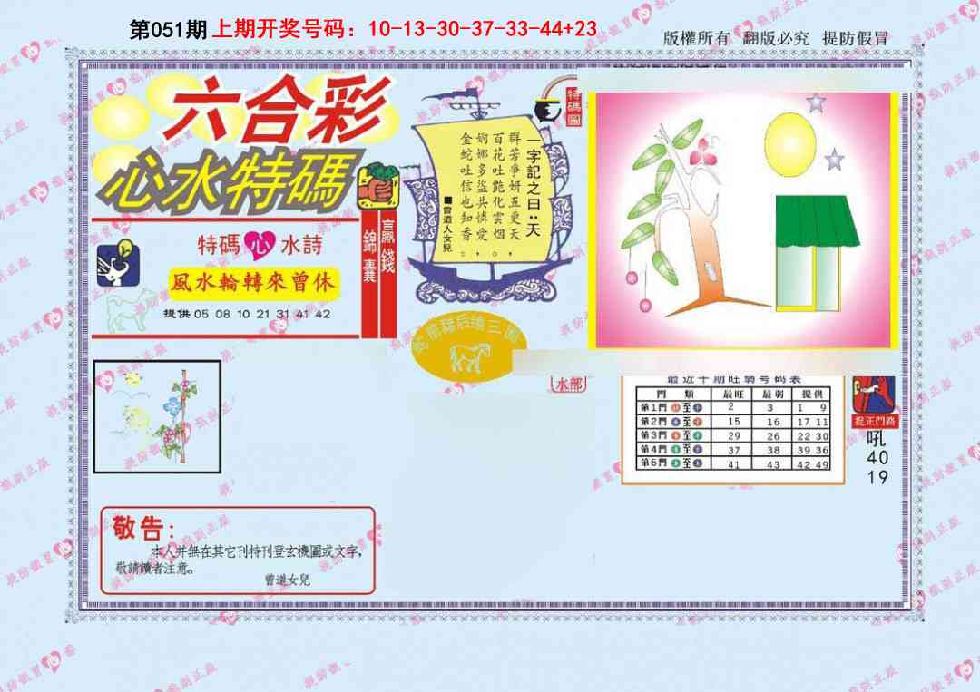051期心水特码[图]