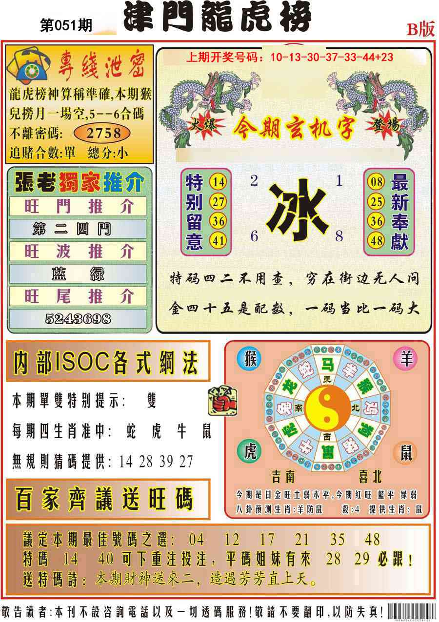 051期津门龙虎榜B[图]