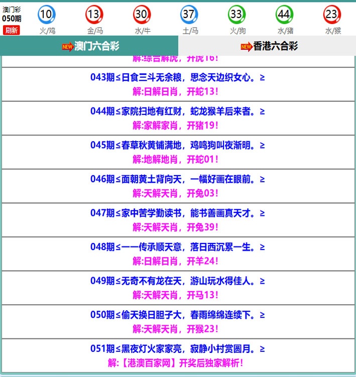 051期百家网玄机[图]